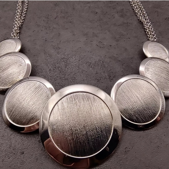 Estate Arte d'Argento Italy Sterling Silver 925 Brushed Disc Circle Necklace 20” - Picture 3 of 9